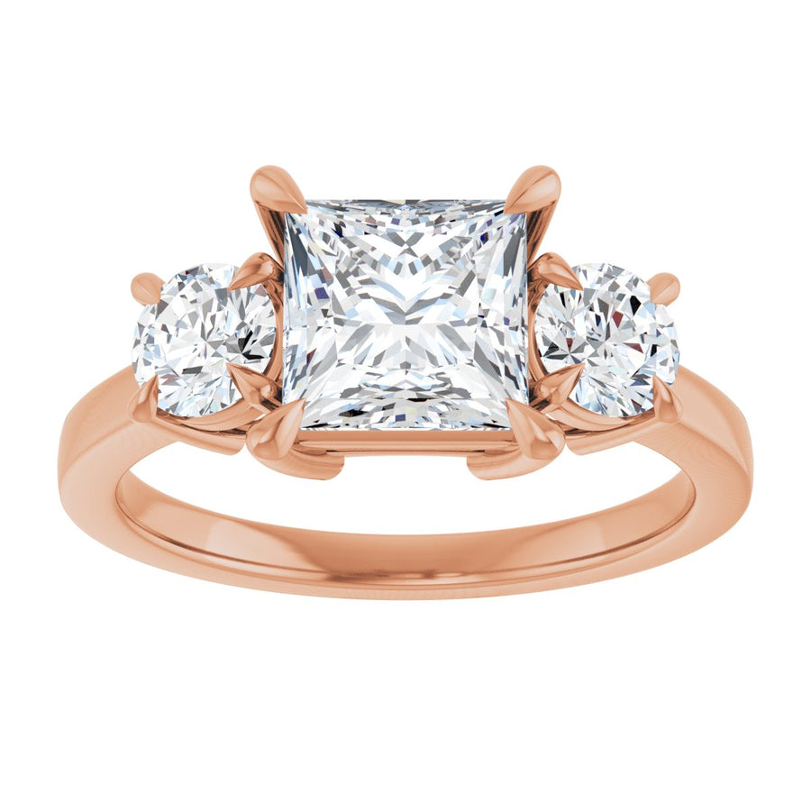 Square Three-Stone Engagement Ring Semi-Mount - gallery - Series 126029