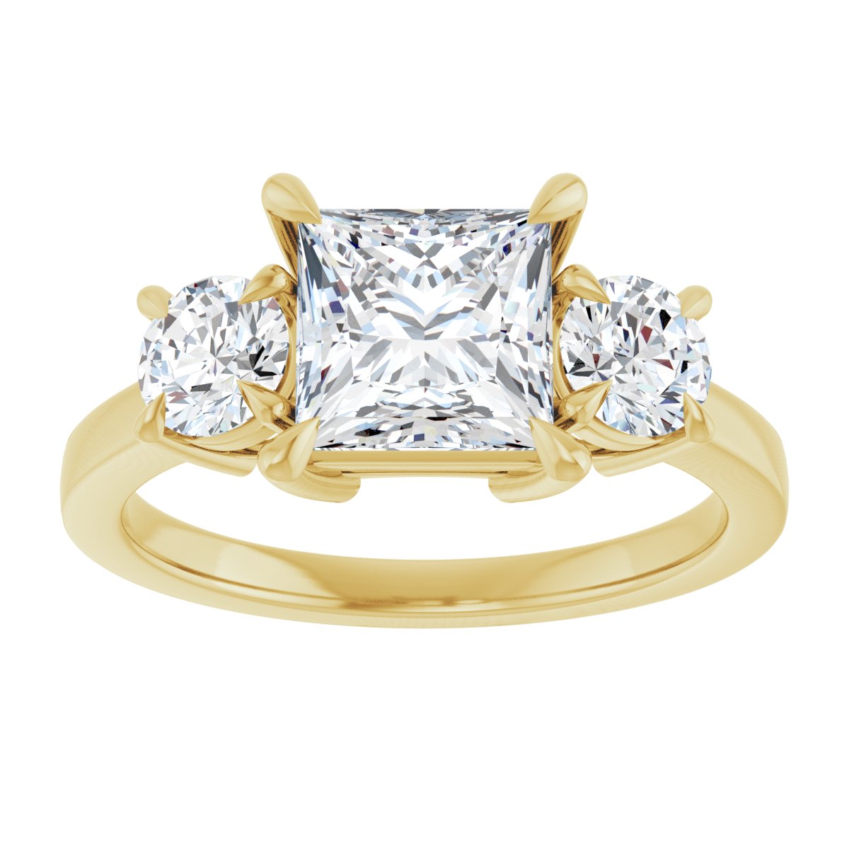 Square Three-Stone Engagement Ring Semi-Mount - gallery - Series 126029