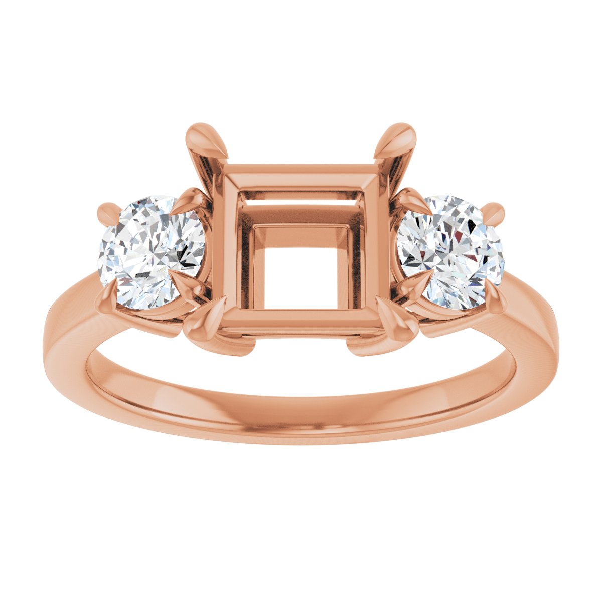 Square Three-Stone Engagement Ring Semi-Mount - gallery - Series 126029