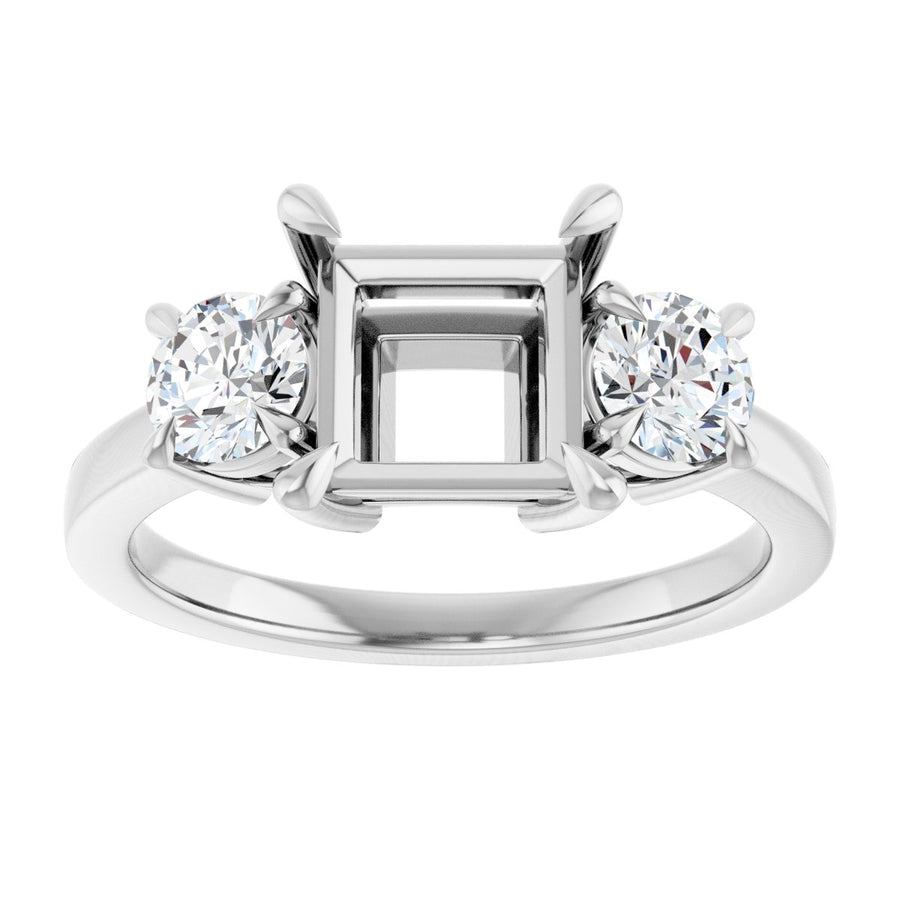 Square Three-Stone Engagement Ring Semi-Mount - gallery - Series 126029