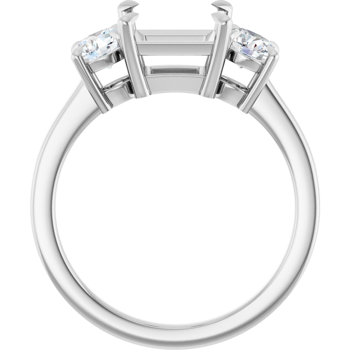 Square Three-Stone Engagement Ring Semi-Mount - gallery - Series 126029
