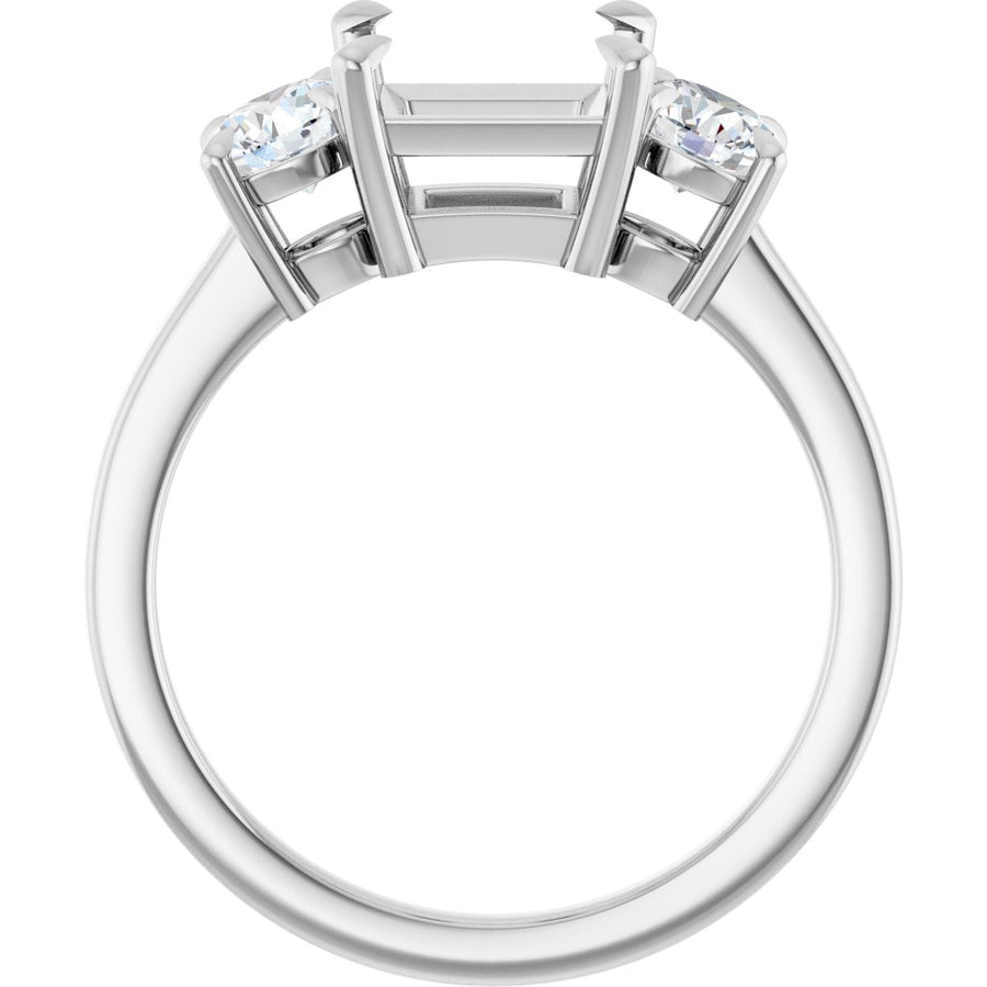 Square Three-Stone Engagement Ring Semi-Mount - gallery - Series 126029