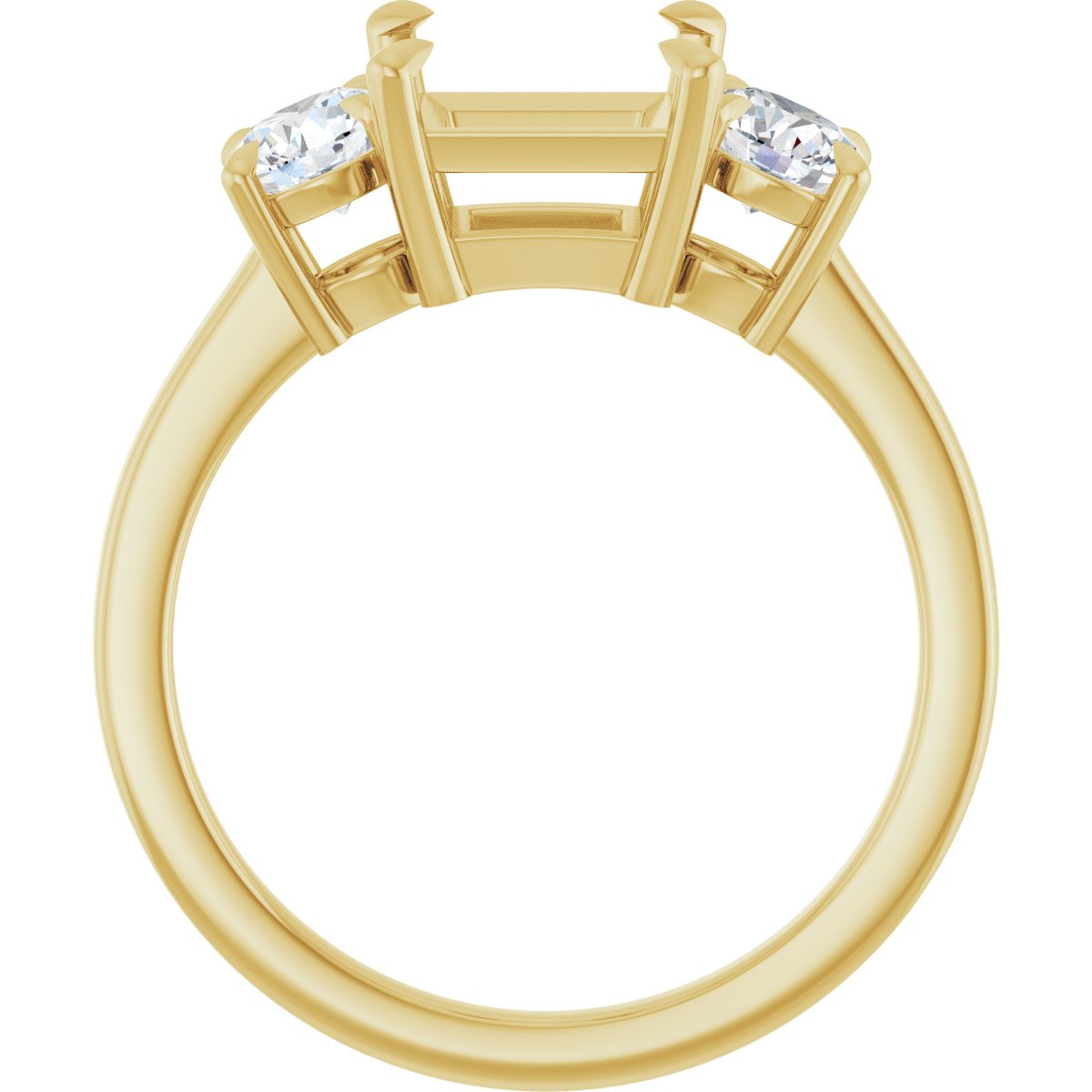 Square Three-Stone Engagement Ring Semi-Mount - gallery - Series 126029