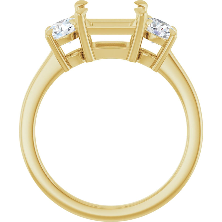 Square Three-Stone Engagement Ring Semi-Mount - gallery - Series 126029