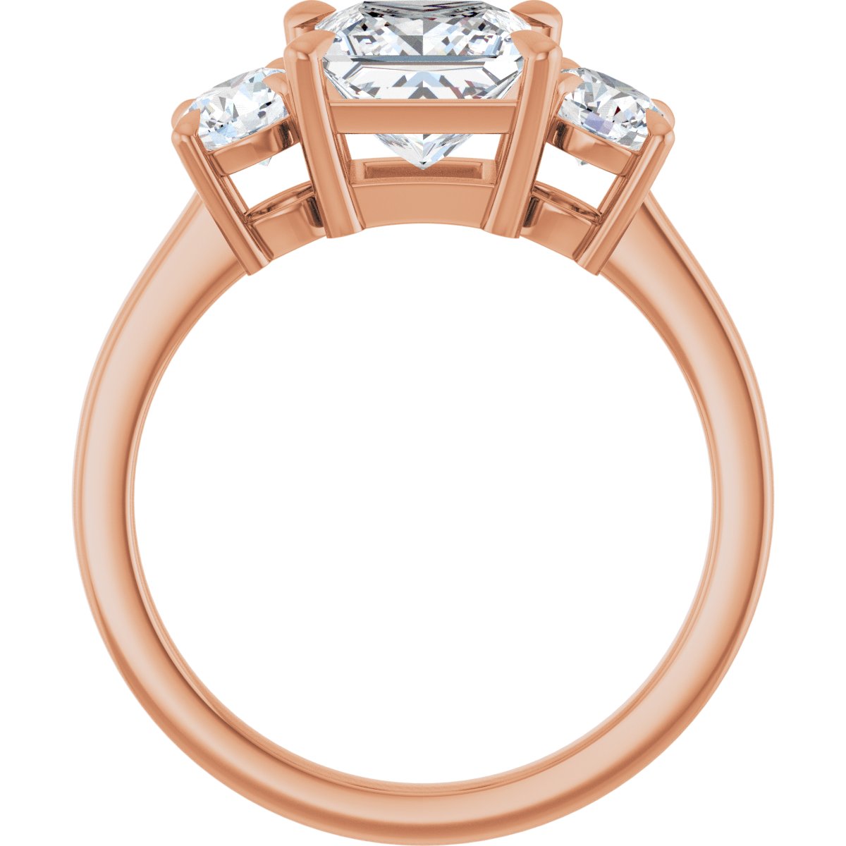 Square Three-Stone Engagement Ring Semi-Mount - gallery - Series 126029