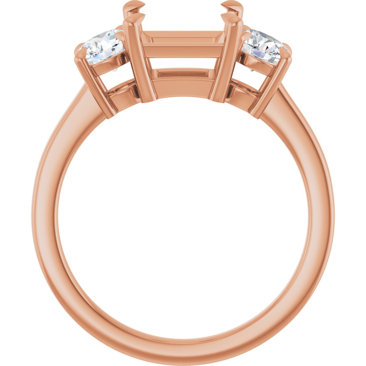 Square Three-Stone Engagement Ring Semi-Mount - gallery - Series 126029