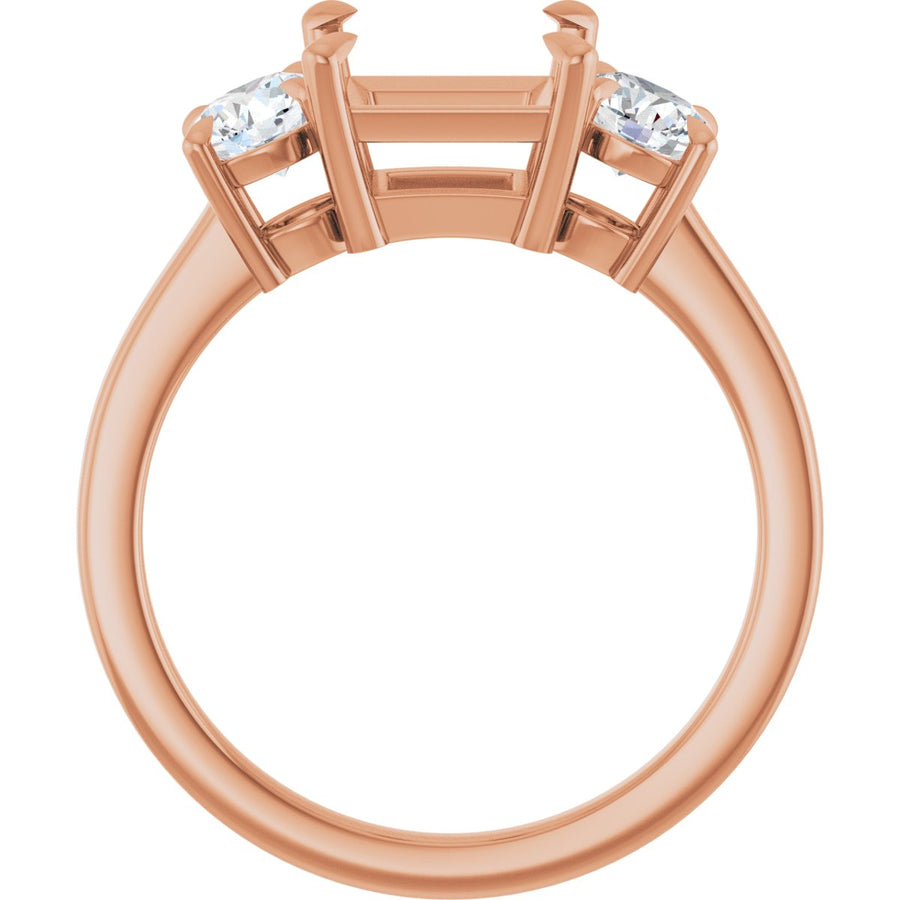 Square Three-Stone Engagement Ring Semi-Mount - gallery - Series 126029