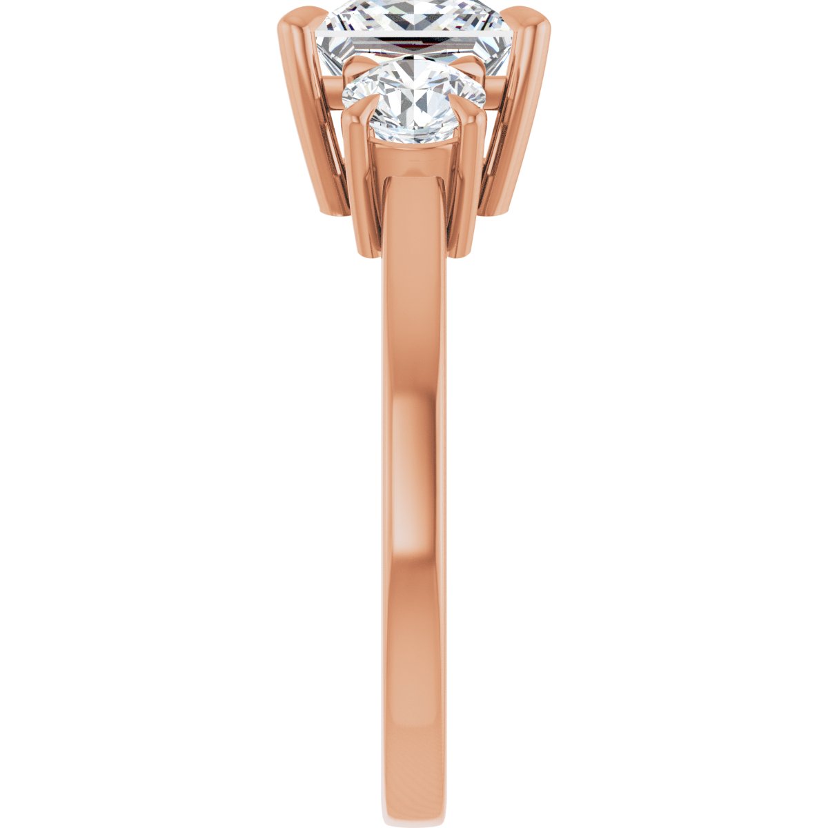 Square Three-Stone Engagement Ring Semi-Mount - gallery - Series 126029
