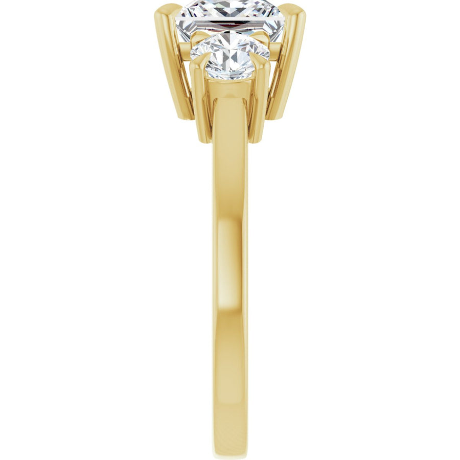 Square Three-Stone Engagement Ring Semi-Mount - gallery - Series 126029