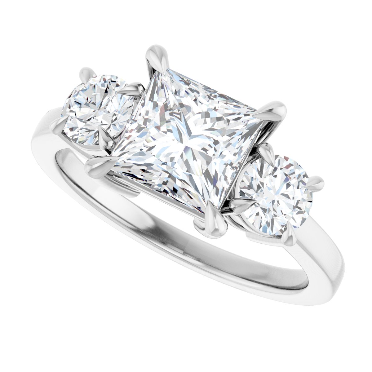 Square Three-Stone Engagement Ring Semi-Mount - gallery - Series 126029