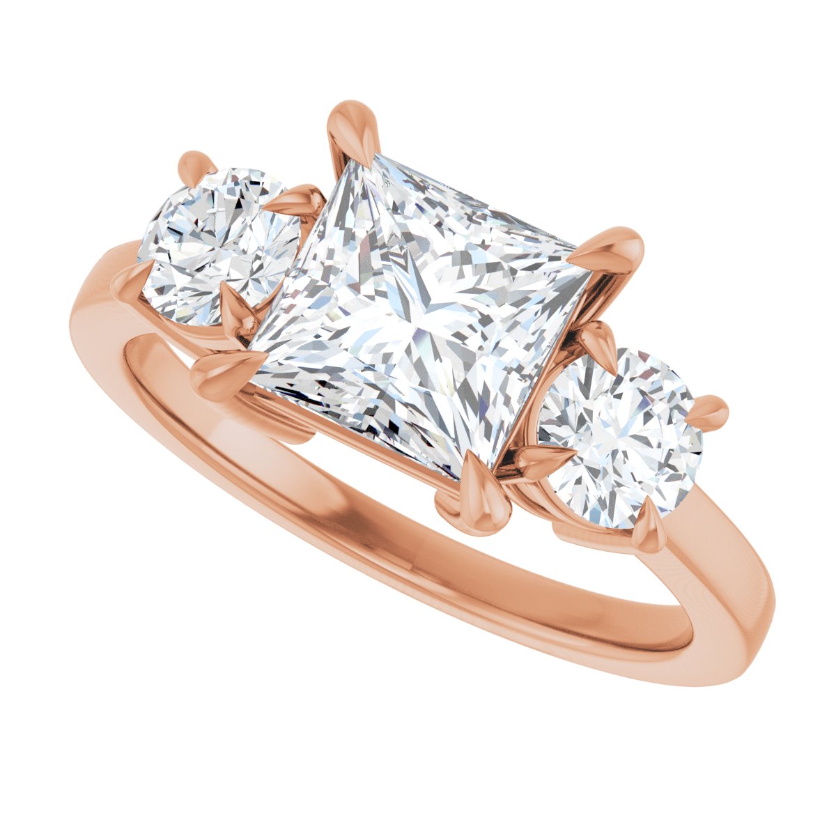 Square Three-Stone Engagement Ring Semi-Mount - gallery - Series 126029