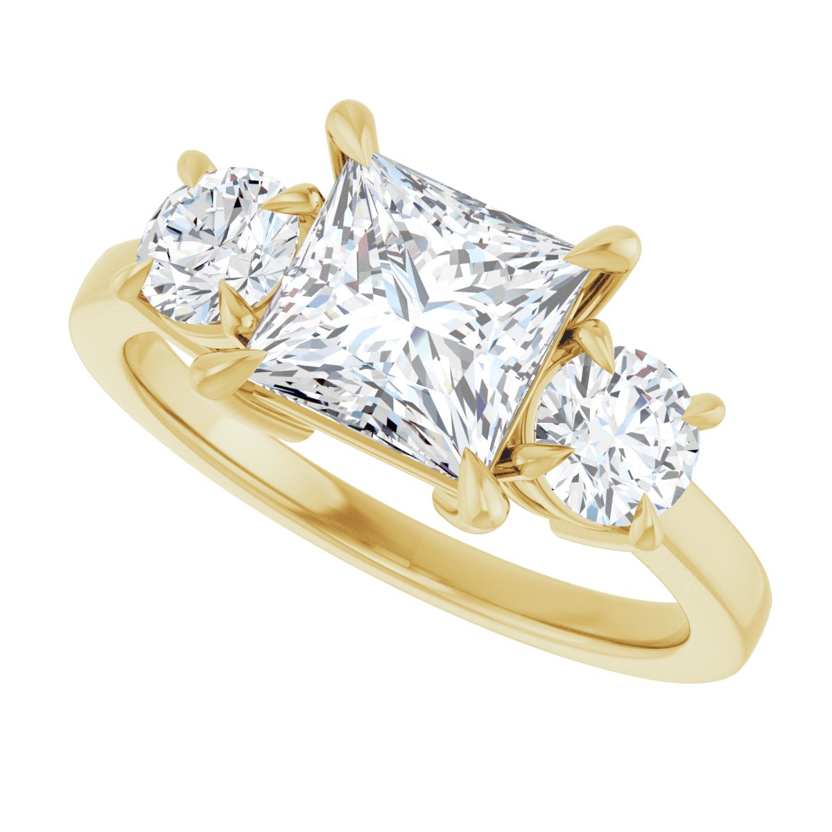 Square Three-Stone Engagement Ring Semi-Mount - gallery - Series 126029