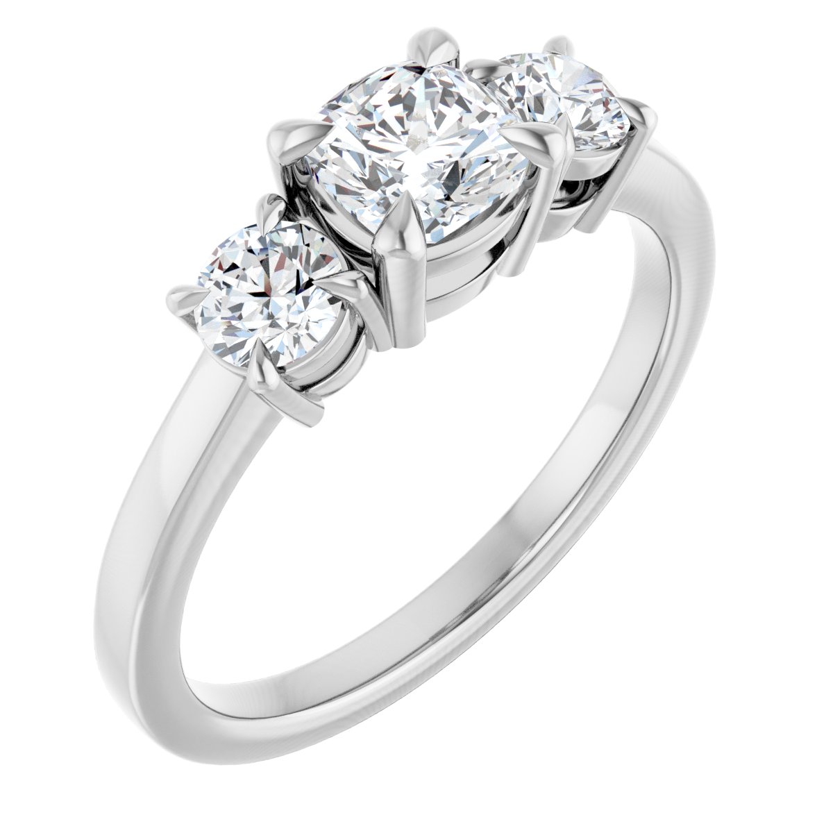 Natural Diamond Cushion Three-Stone Engagement Ring Semi-Mount - Platinum - Series 126029