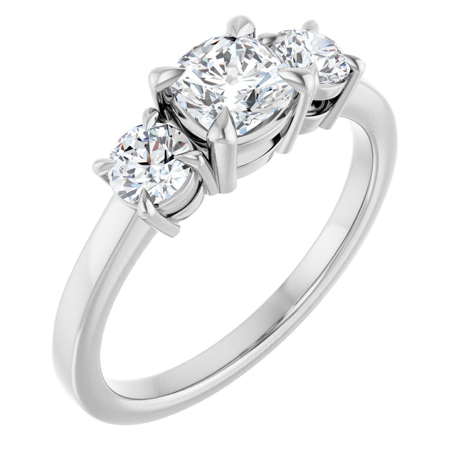 Natural Diamond Cushion Three-Stone Engagement Ring Semi-Mount - Platinum - Series 126029