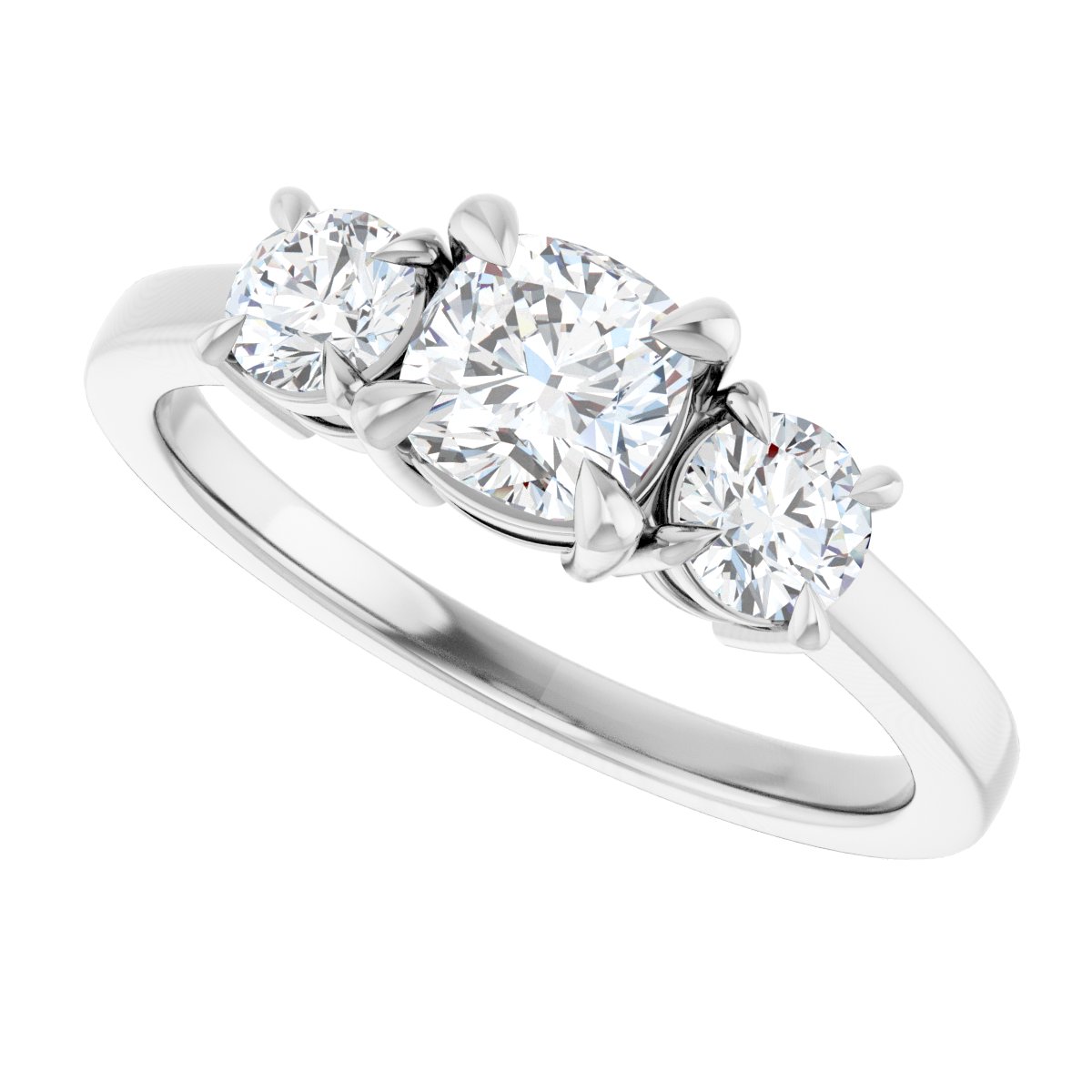 Cushion Three-Stone Engagement Ring Semi-Mount - gallery - Series 126029