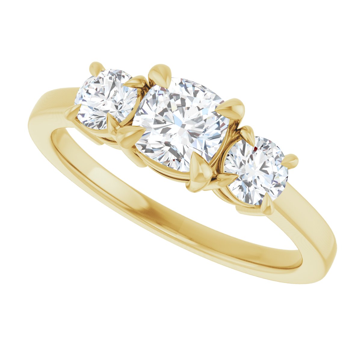 Cushion Three-Stone Engagement Ring Semi-Mount - gallery - Series 126029
