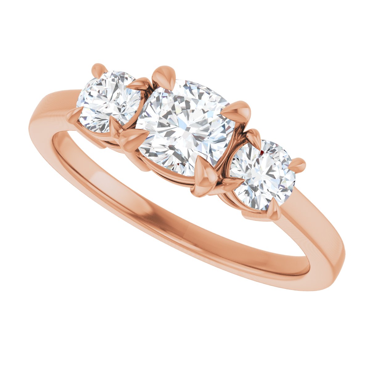Cushion Three-Stone Engagement Ring Semi-Mount - gallery - Series 126029