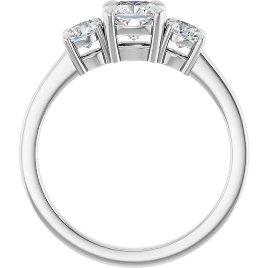 Cushion Three-Stone Engagement Ring Semi-Mount - gallery - Series 126029