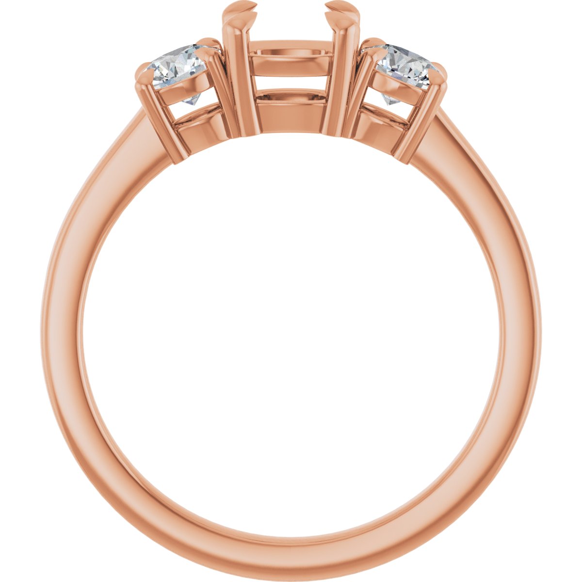 Cushion Three-Stone Engagement Ring Semi-Mount - gallery - Series 126029