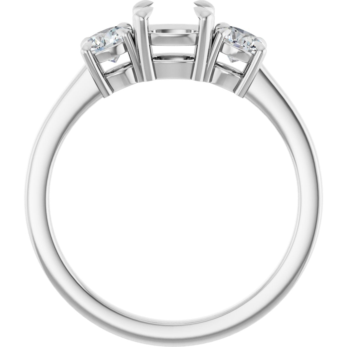 Cushion Three-Stone Engagement Ring Semi-Mount - gallery - Series 126029