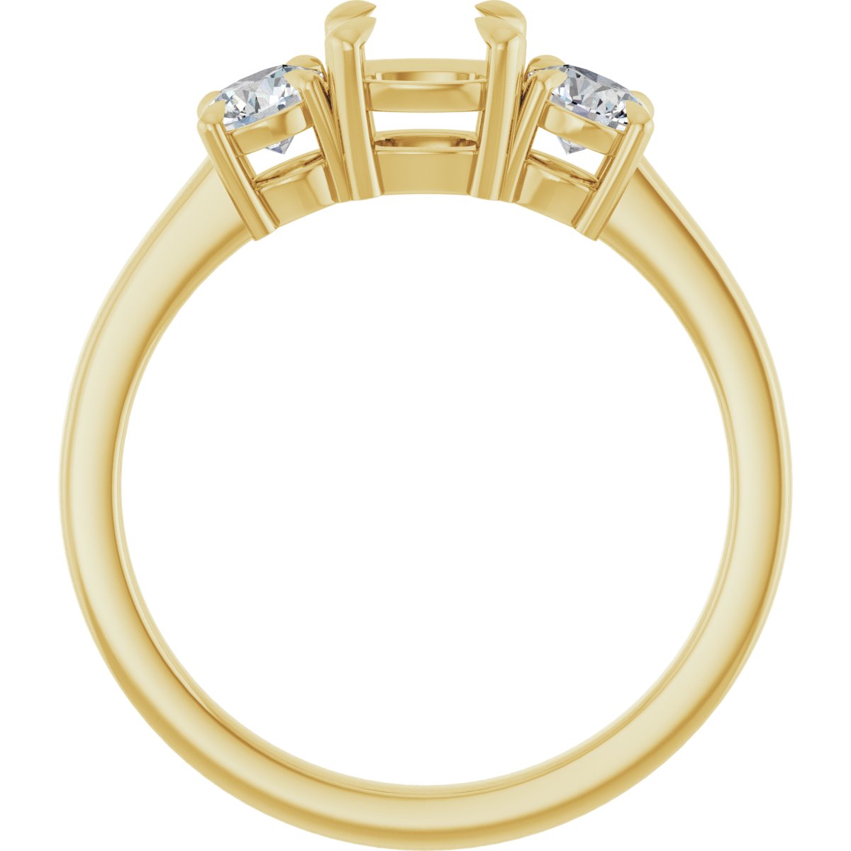 Cushion Three-Stone Engagement Ring Semi-Mount - gallery - Series 126029