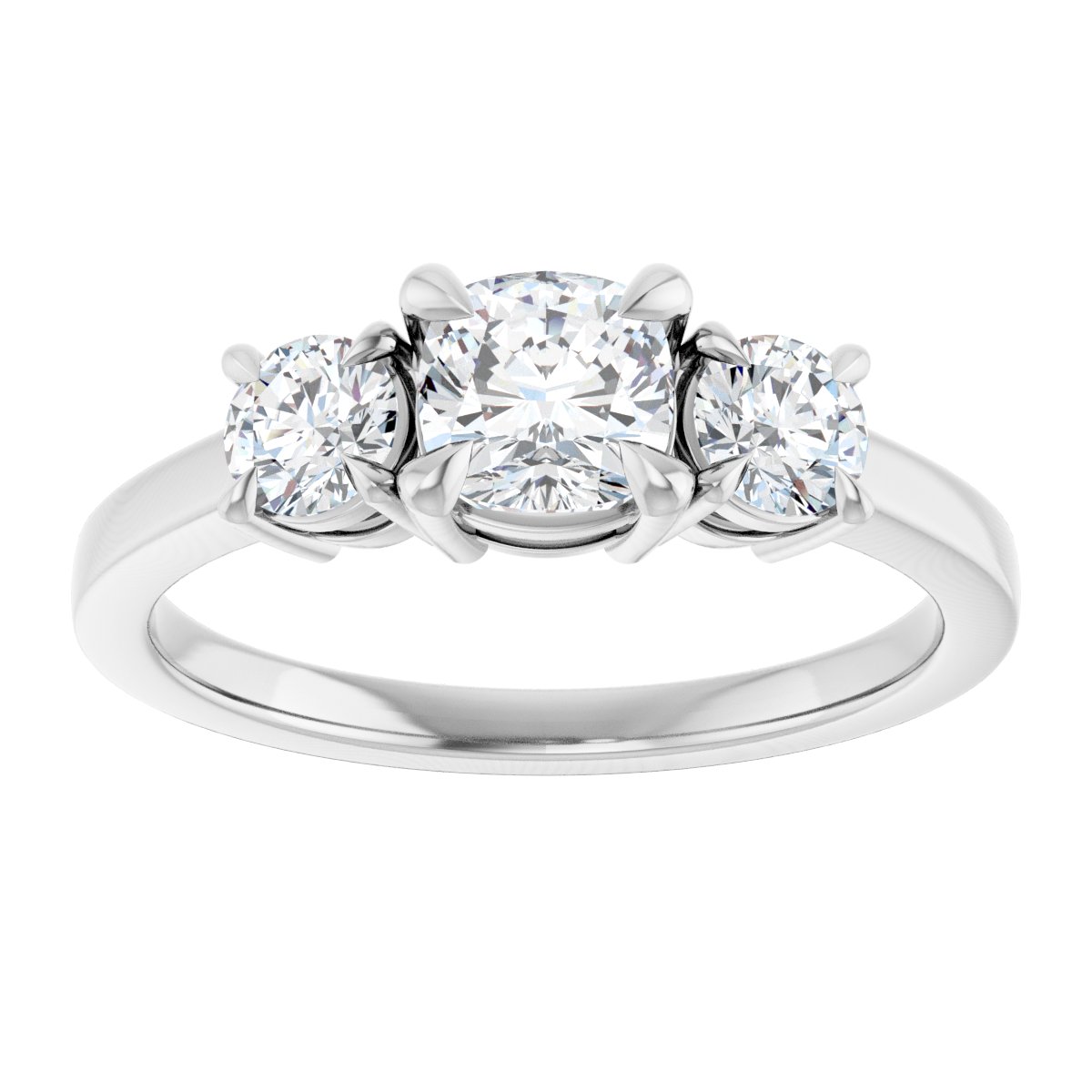 Cushion Three-Stone Engagement Ring Semi-Mount - gallery - Series 126029