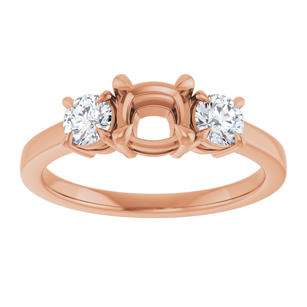 Cushion Three-Stone Engagement Ring Semi-Mount - gallery - Series 126029