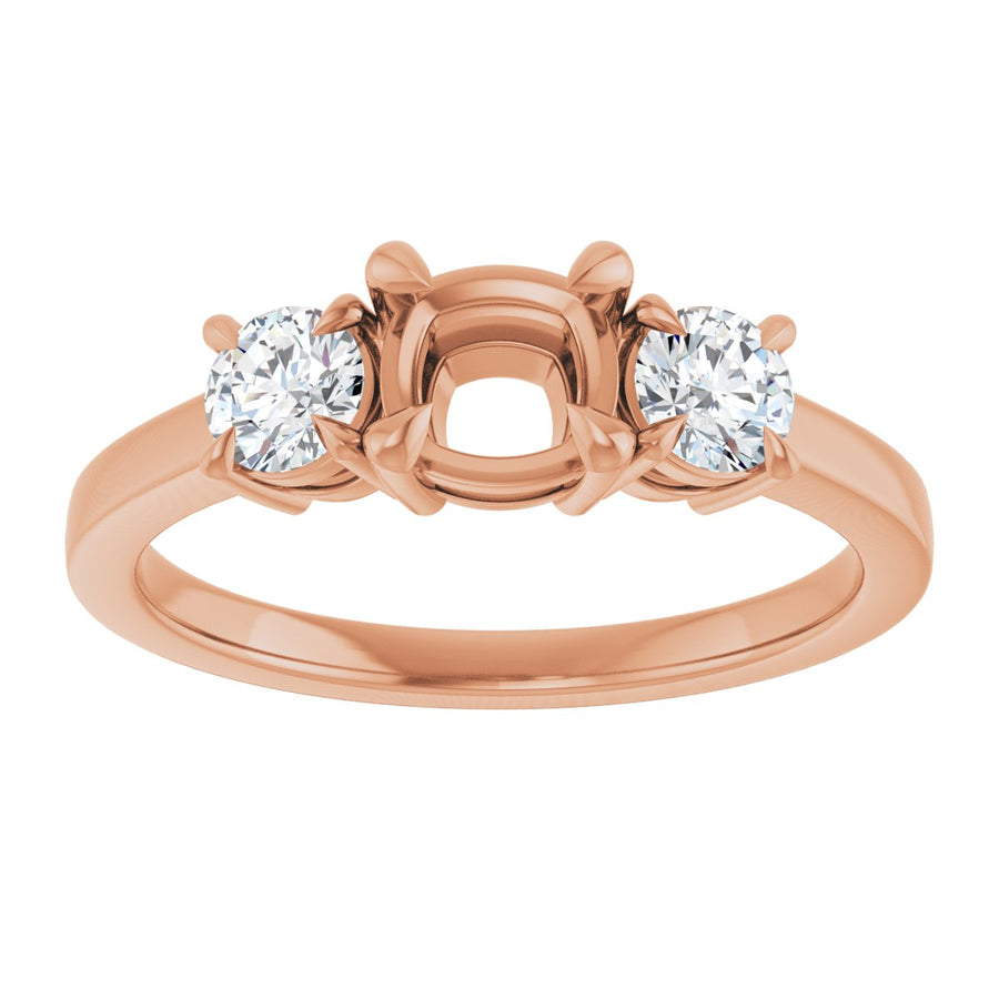 Cushion Three-Stone Engagement Ring Semi-Mount - gallery - Series 126029