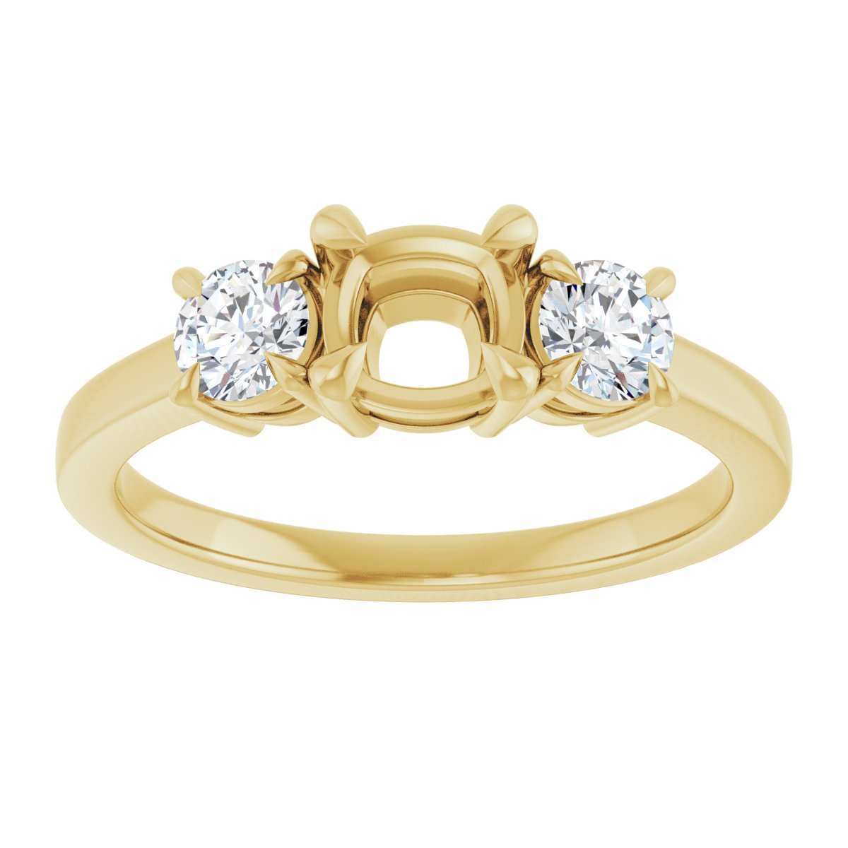 Cushion Three-Stone Engagement Ring Semi-Mount - gallery - Series 126029
