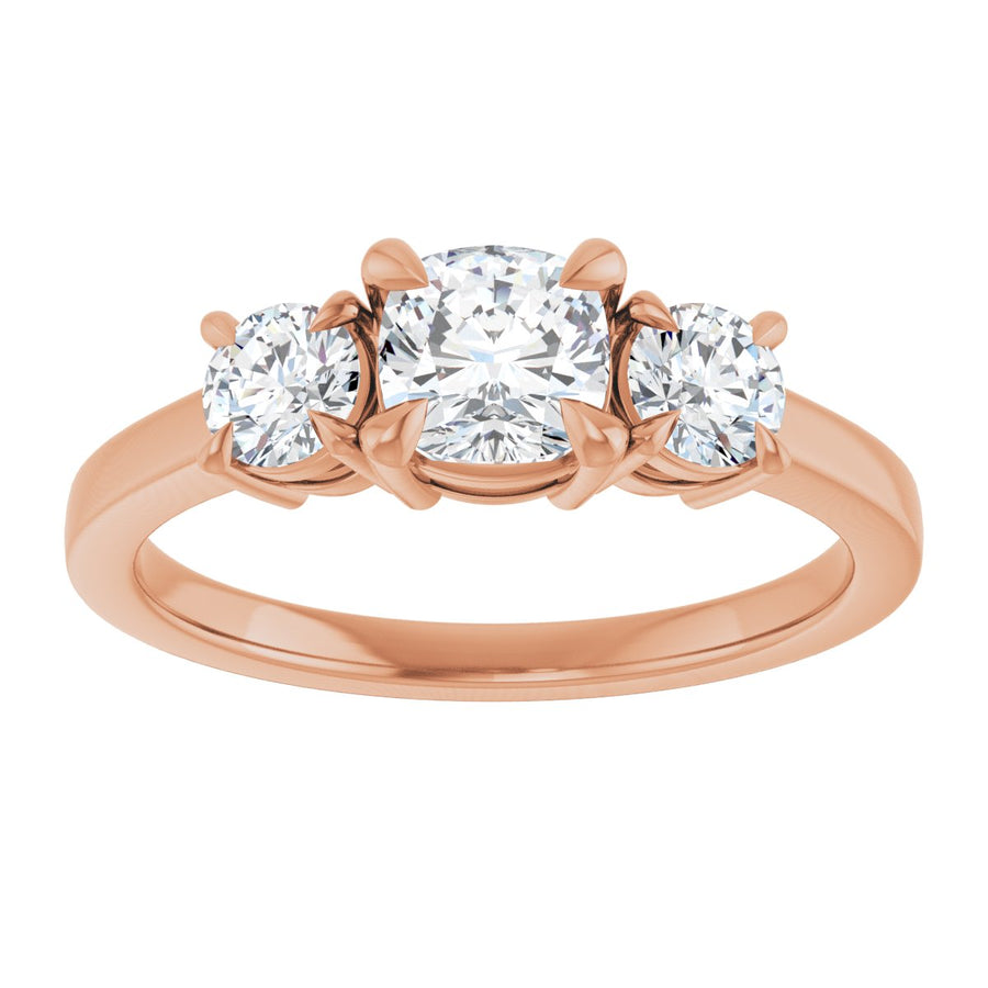 Cushion Three-Stone Engagement Ring Semi-Mount - gallery - Series 126029