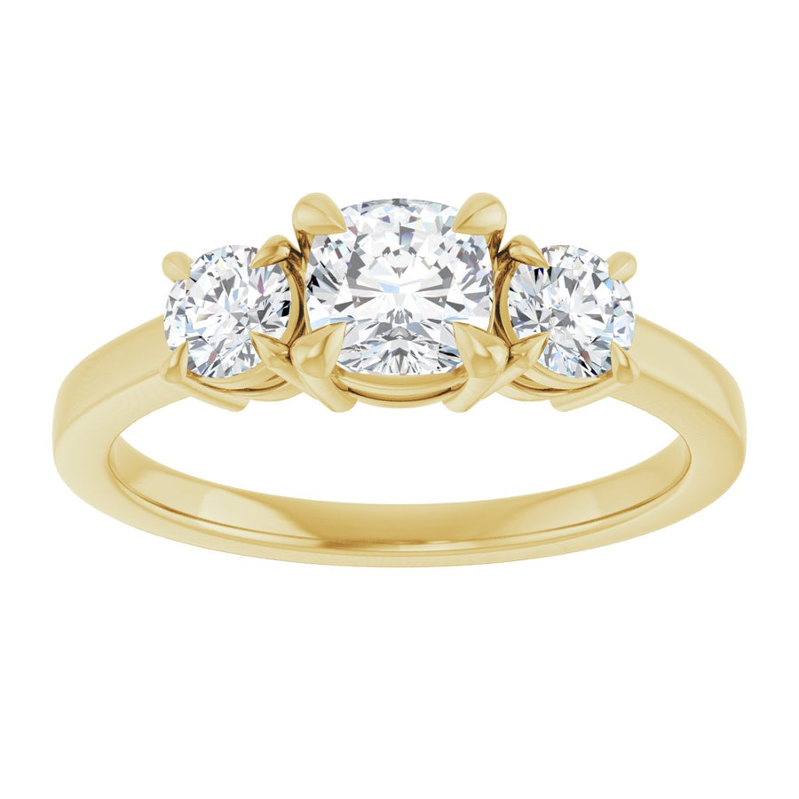 Cushion Three-Stone Engagement Ring Semi-Mount - gallery - Series 126029