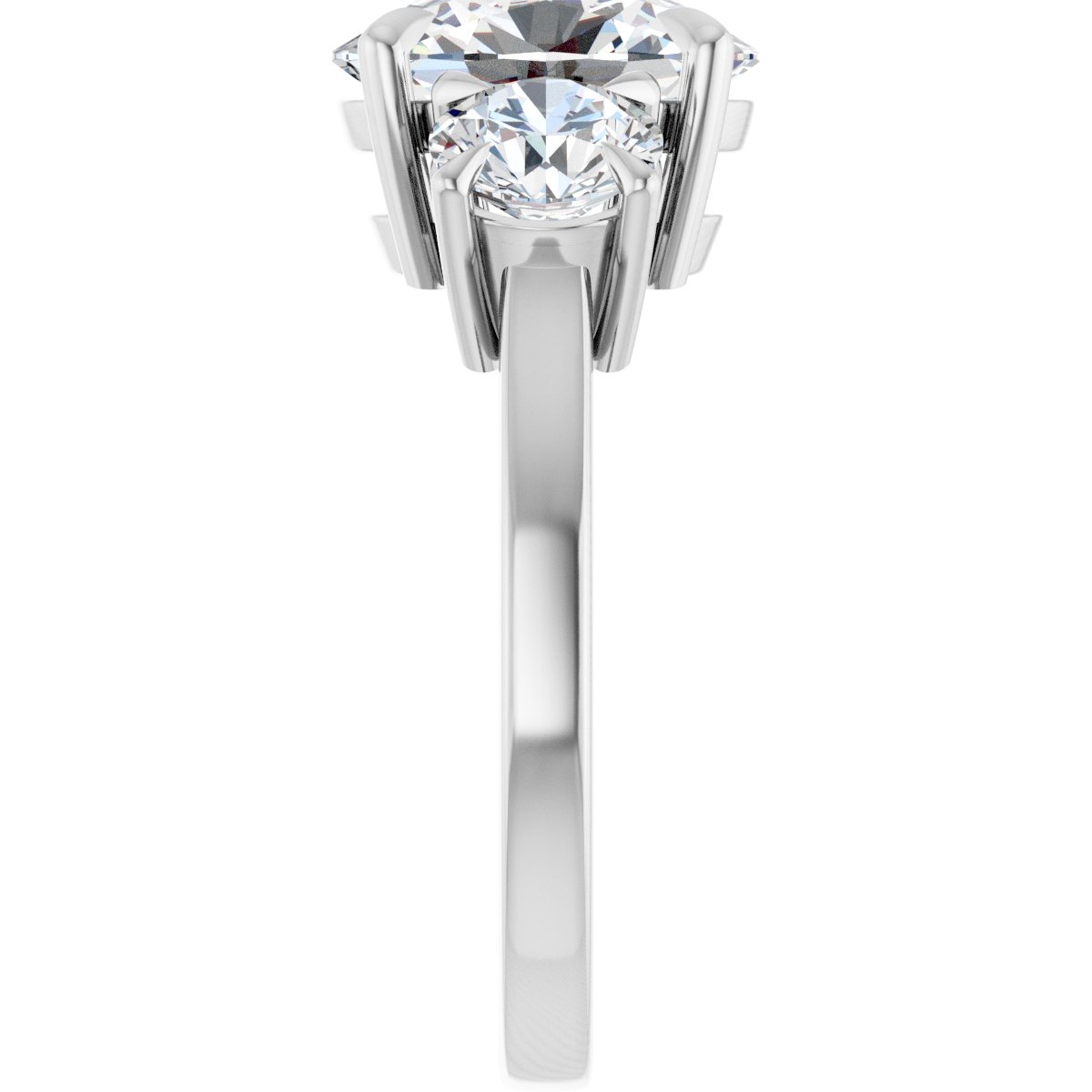 Oval Three-Stone Engagement Ring Semi-Mount - gallery - Series 126029