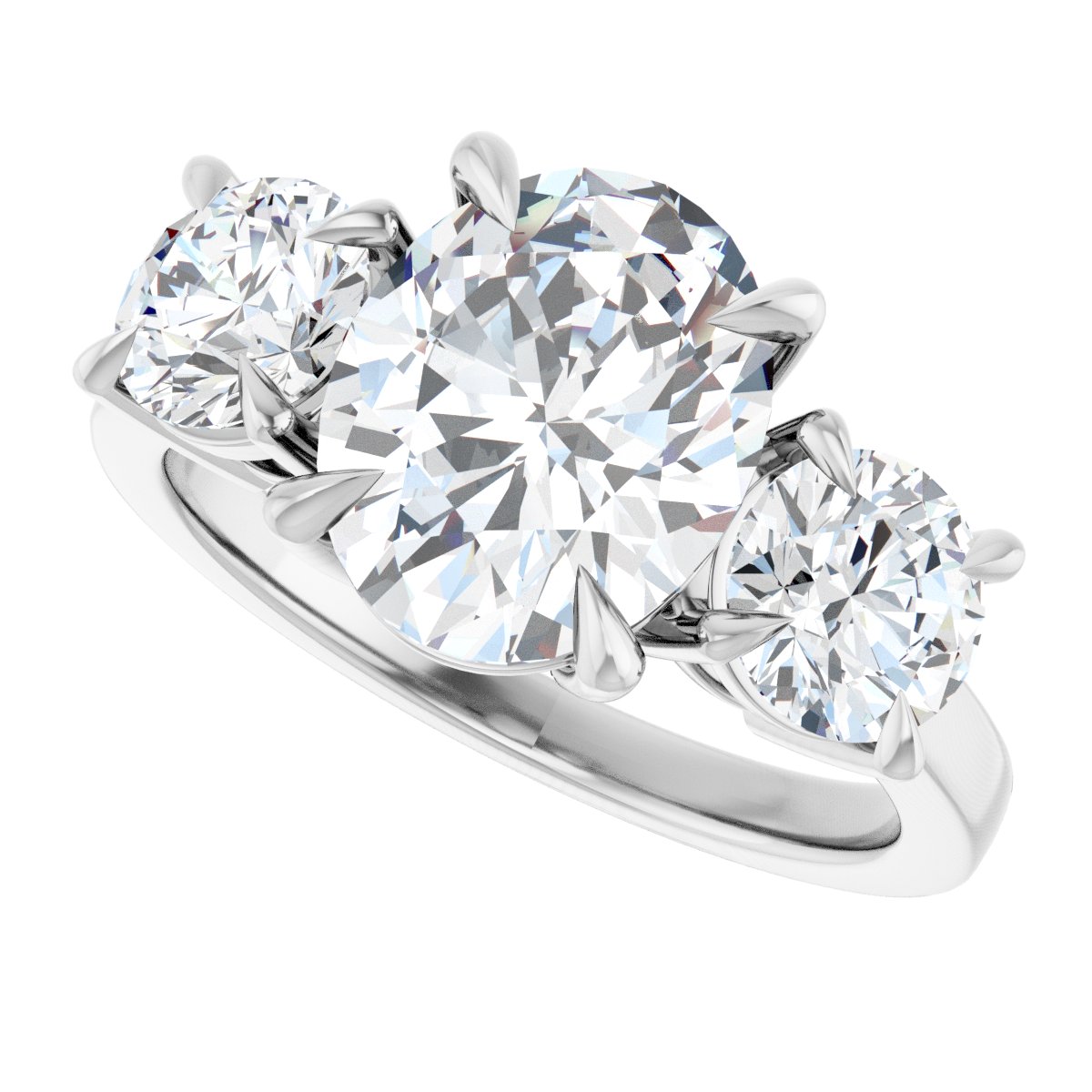 Oval Three-Stone Engagement Ring Semi-Mount - gallery - Series 126029