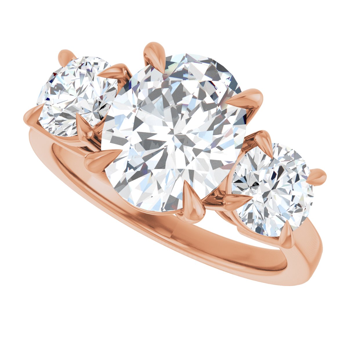 Oval Three-Stone Engagement Ring Semi-Mount - gallery - Series 126029