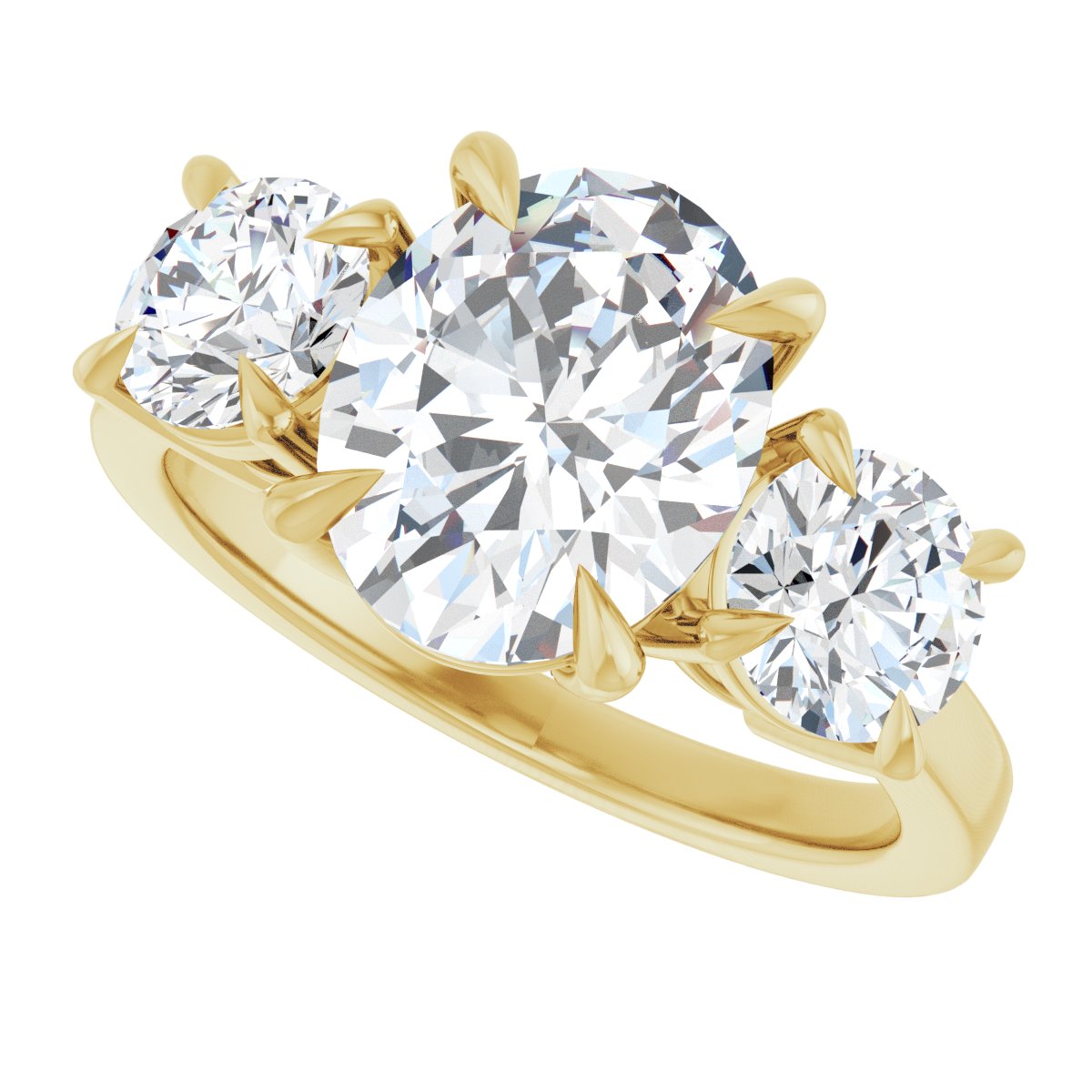 Oval Three-Stone Engagement Ring Semi-Mount - gallery - Series 126029