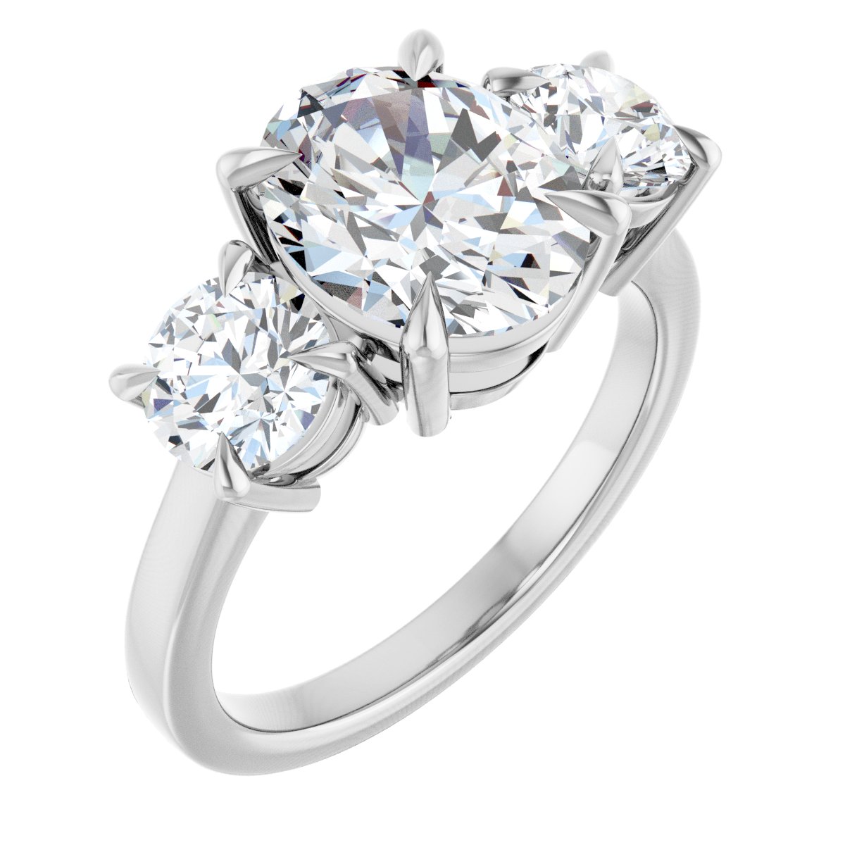 Natural Diamond Oval Three-Stone Engagement Ring Semi-Mount - Platinum - Series 126029