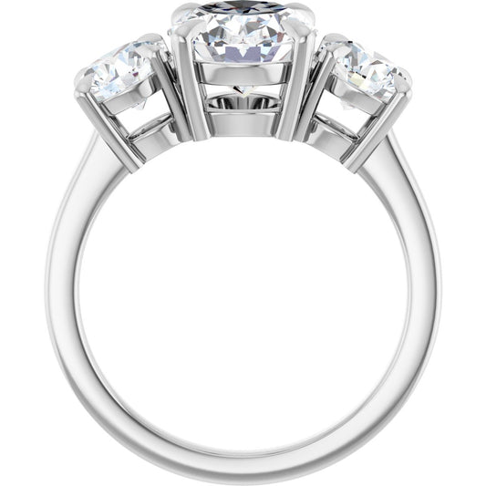 Oval Three-Stone Engagement Ring Semi-Mount - gallery - Series 126029