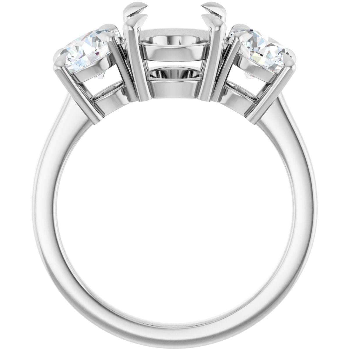Oval Three-Stone Engagement Ring Semi-Mount - gallery - Series 126029