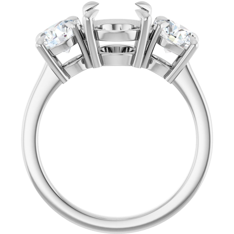 Oval Three-Stone Engagement Ring Semi-Mount - gallery - Series 126029