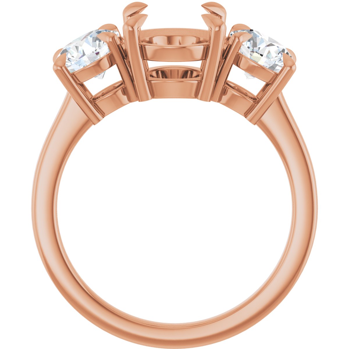 Oval Three-Stone Engagement Ring Semi-Mount - gallery - Series 126029