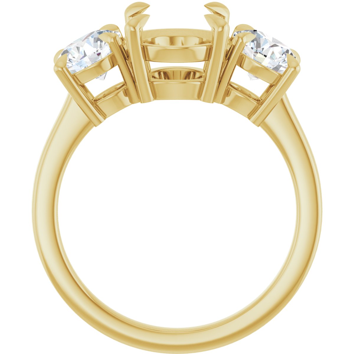Oval Three-Stone Engagement Ring Semi-Mount - gallery - Series 126029