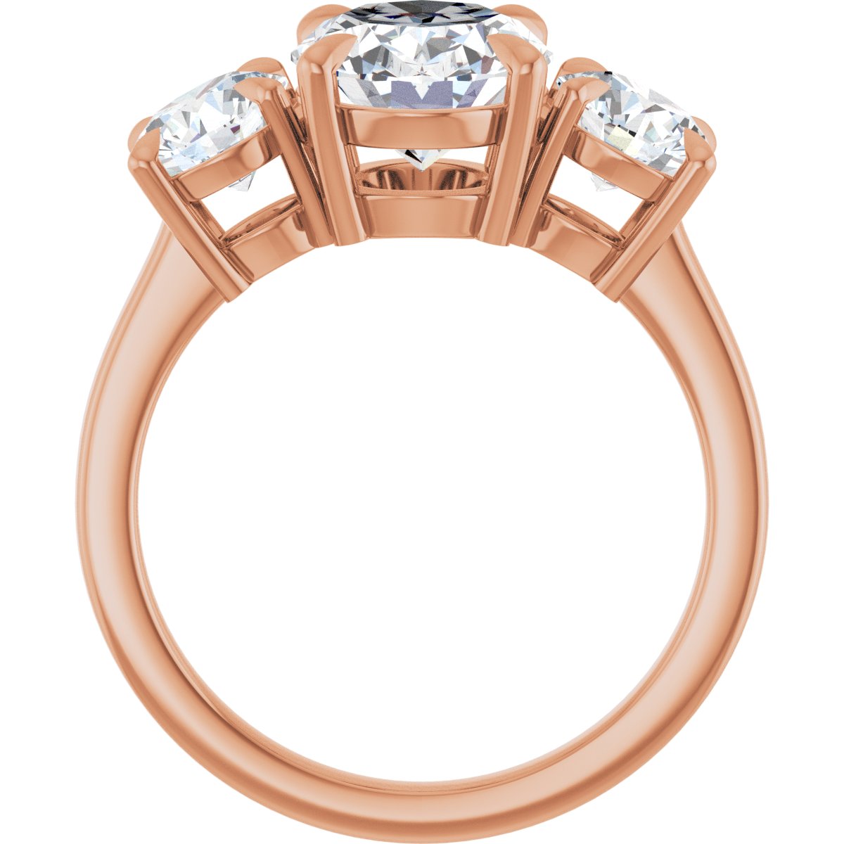 Oval Three-Stone Engagement Ring Semi-Mount - gallery - Series 126029