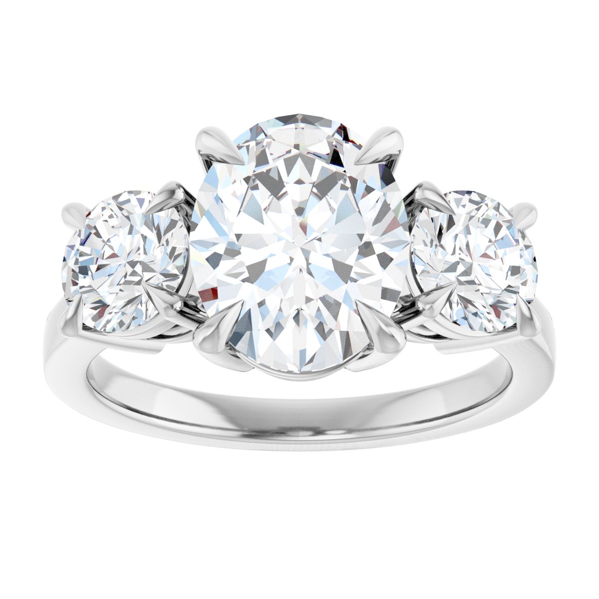 Oval Three-Stone Engagement Ring Semi-Mount - gallery - Series 126029