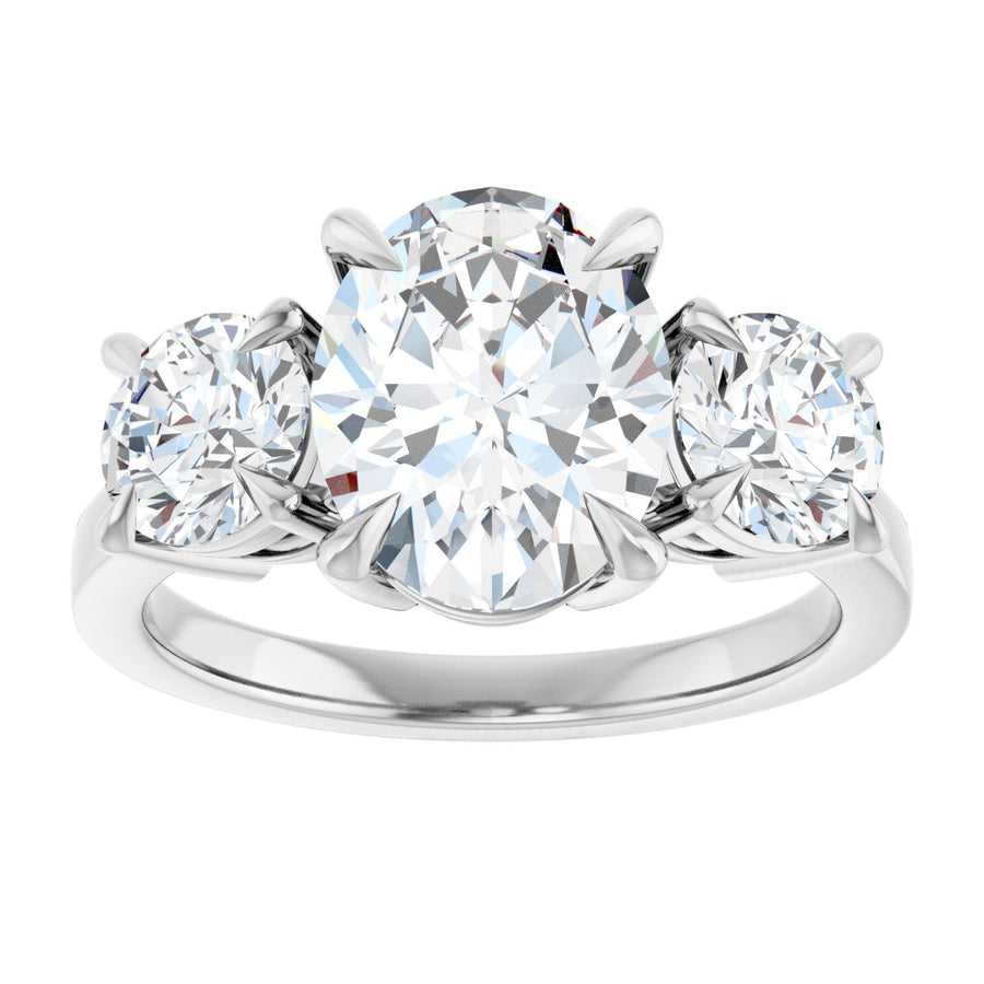 Oval Three-Stone Engagement Ring Semi-Mount - gallery - Series 126029