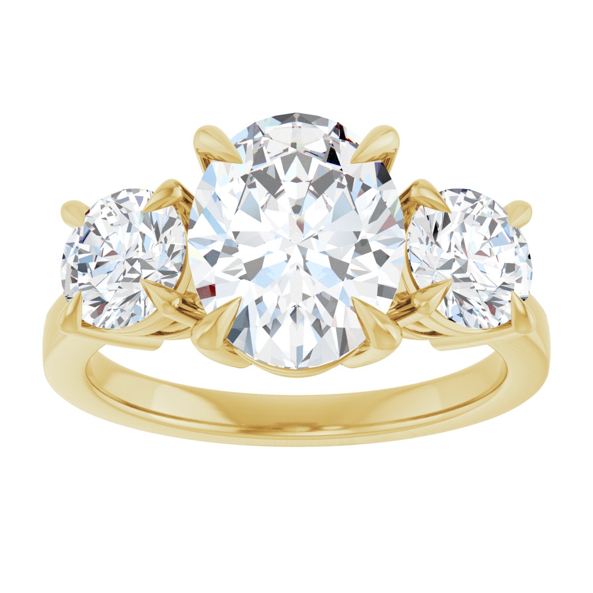 Oval Three-Stone Engagement Ring Semi-Mount - gallery - Series 126029