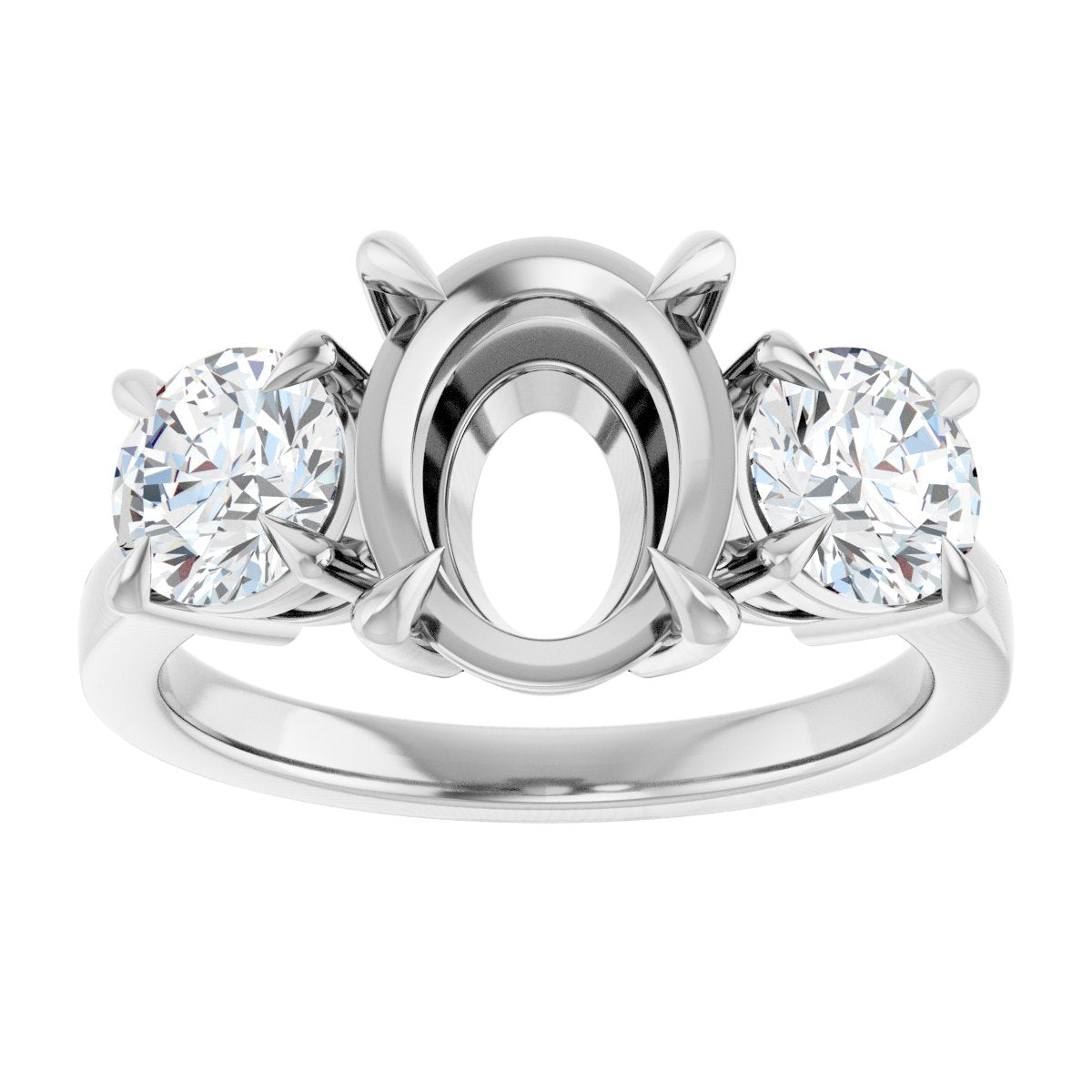 Oval Three-Stone Engagement Ring Semi-Mount - gallery - Series 126029