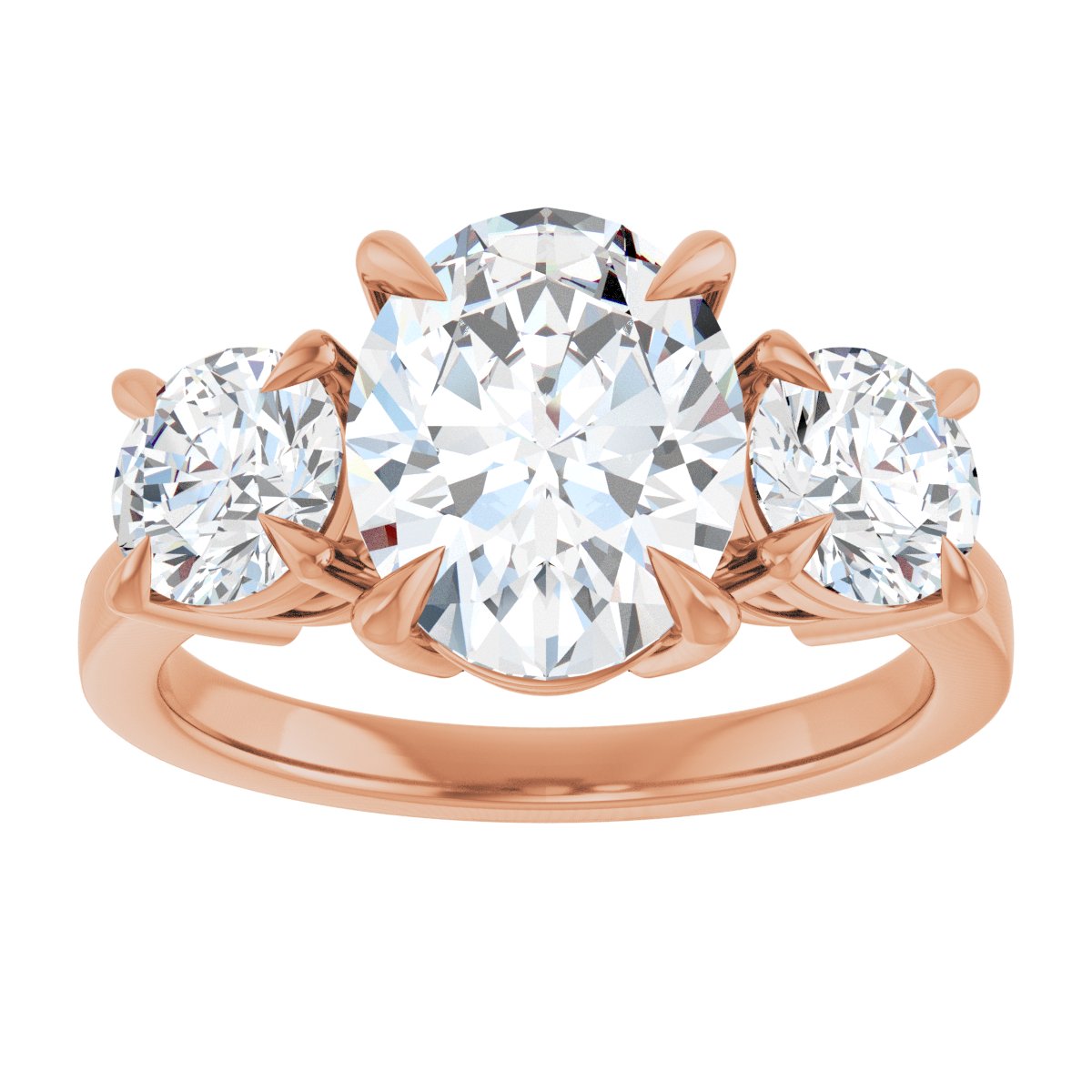 Oval Three-Stone Engagement Ring Semi-Mount - gallery - Series 126029