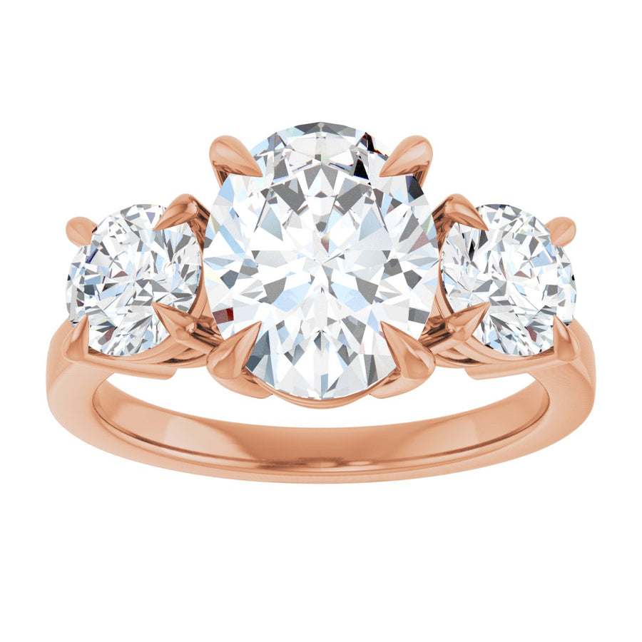 Oval Three-Stone Engagement Ring Semi-Mount - gallery - Series 126029