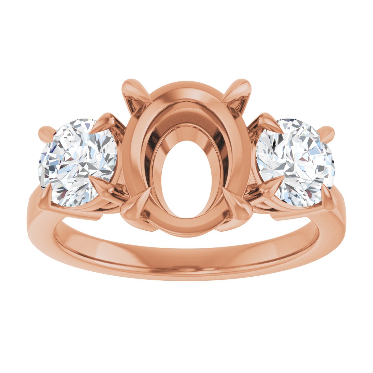 Oval Three-Stone Engagement Ring Semi-Mount - gallery - Series 126029