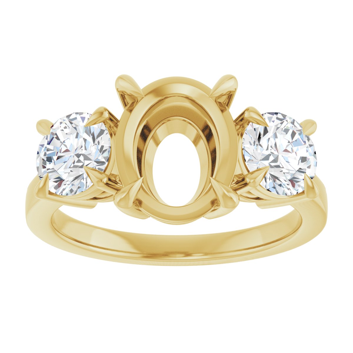 Oval Three-Stone Engagement Ring Semi-Mount - gallery - Series 126029